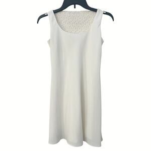 Laundry Shelli Segal Sz 4P Vtg 90s Y2K Ivory Lace Trim Skater Mini Dress